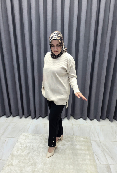 Rivetli Likralı Pantolon Siyah